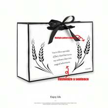 1 pezzo Borsa a tracolla bianca, sfondo bianco con linea nera, dettaglio fiocco, borsa regalo per stampa logo e testo, adatta per abbigliamento