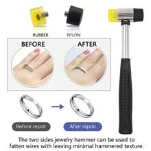 Ring Size Core Axis Measurement Tool Steel Ring Size Measurement Size Set - Rubber Jewelry Merchant Hammer Metal Finger Size Rod Wire Winding Ring Tool Jewelry Making Kit