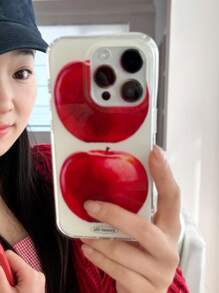 1 Ốp lưng điện thoại hình quả táo đỏ hoạt hình dễ thương tương thích với iPhone 16 15 14 13 Pro Max IMD mềm trong suốt - trắng - Xem 4