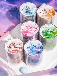 1 rol aquarel tie-dye folie decoratieve tape, Galaxy thema Engels alfabet voor scrapbooking