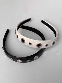 1 pieza Diadema de estilo punk metálica de verano con remaches, accesorios de cabello casual de nicho negro versátil