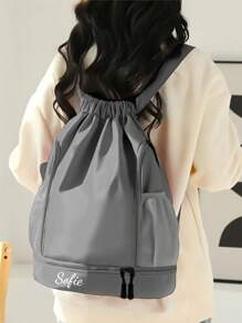 1pc Embroidery Customization Fashion Drawstring Backpack New Casual Backpack For Men And Women Outdoor Mountaineering Oxford Cloth Fitness Backpack Drawstring Bag Rucksack Basketball Bag Drawstring Backpack School Backpack Beach Bag,All-Purpose,Large Capacity,Versatile,Multifunction,Colorful,Cute,Adorable,Contracted,Funny,Kawaii,Y2K,Minimalist,Commuting,Business Casual,Basics,Custom,Personalized,Unique,Customized,Ideal Gifts For Him,Ideal Gifts For Her,Her,Family,Friends,Girlfriend,For Anniversaries,For Birthdays,For Holiday/ Vacation,For Outdoors/Outings/Travel/Hiking/Stadium/Sports/Climbing,For Business/Commute/Work/Office,Vacation