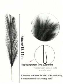 1/5 Pcs Black Artificial Pampas Grass With Feather Decorations, 18.11 Inches/46 Cm Height, Fluffy Silk Bohemian Style Pampas Flowers For Home, Living Room, Kitchen, Wedding, Christmas, Easter Decoration, Vase Fillers, Country Style Decor, Perfect Mother's Day Gift