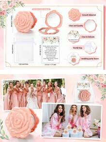 Set da 9 pezzi di specchi pieghevoli da regalo per la sposa (inclusi 3 specchi da trucco a forma di rosa, 3 biglietti di ringraziamento e 3 borse di organza), specchio a forma di rosa pieghevole, specchio compatto portatile per il trucco, omaggi per feste di matrimonio, regali per damigelle, ricordi per gli ospiti