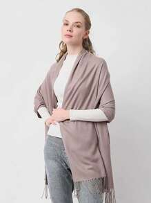 MilyModa Unisex Plain Scarf 150g With Fringes - Camel - View 3