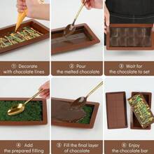 1/2/3pcs Thick Chocolate Bar Silicone Mould, Heat Resistant Non-Stick Chocolate, Candy, Mousse, Cake Decoration Baking Mould, DIY Handmade Soap, Candle, Epoxy Resin Crafts