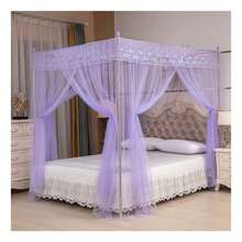 Dosel de cama con mosquitera, abierto por tres lados, ideal para dormitorios, sin marco, estilo princesa. Disponible en cinco colores, a prueba de insectos y moscas, ideal para uso doméstico. - Púrpura 3 - Ver 5