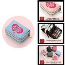 Women Multipurpose Small Card Holder Organ Type Clutch Bag Double Zipper Wallet PU Leather Coin Purse For Women Wallet Mini Wallet Purse Wallet Small Wallet