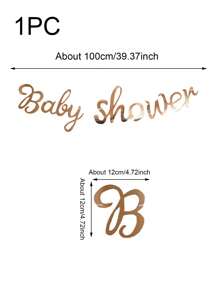 1pc Rose Gold Baby Shower Paper Pull Flag, Suitable For Birthday Party Decorations - Rose Gold - View 2