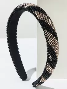 1pc Fashion Rice Bead Ombre Sponge Simple Korean Style Handmade Beaded Headband, Versatile Casual Wear Hair Accessory
