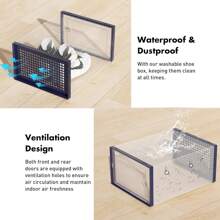 12Pcs Thick Transparent X Size Shoe Box With Lid, Foldable And Stackable Shoe Rack, Free Combination, Plastic Sports Shoe Container, Space-Saving Shoe Rack, Alternative To Drawer Storage Unit - X - Đen Lớn - 12 Chiếc - Xem 6