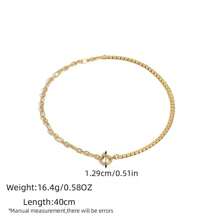 Uself 1 pieza Collar retro chapado en oro de 18K de acero inoxidable resistente al agua, minimalista, regalo de fiesta, collar con forma de O y punto hecho a mano, joyería para apilar, adecuado para uso diario, vacaciones, playa, etc.