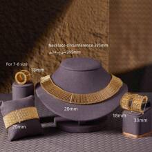Conjunto de 4 piezas hecho a mano con tubo de cobre tricolor italiano, combinación con collar de doble de cuentas, pulsera, aretes y anillo abierto, adecuado para uso en fiestas de damas, regalo para Ramadán