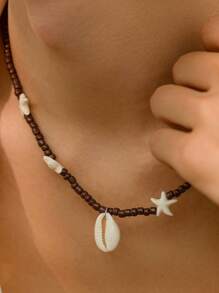 1 pezzo Collana con ciondolo a forma di stella marina estiva, gioiello versatile di moda