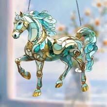 A Set Of 2D Acrylic Colored Glass Horse Sun Catcher Wall Decoration Pendant, Animal Themed Sun Catcher Decoration, Suitable For Home Wall Decoration, Room Decoration, Office Decoration, Bedroom Window Decoration, Summer Garden And Vacation Home Decoration; Interesting And Fashionable Design Style