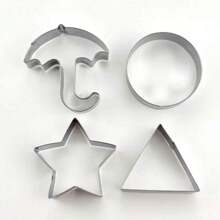 6pcs/Set Stainless Steel Cookie Cutter Set, Star, Umbrella, Triangle And Round Shaped Cookie Molds For Baking Cookies And Clay Crafting