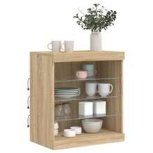 Buffet avec lumières LED, bois de sonoma 60,5x37x67 cm