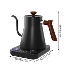 0.9L Electric Gooseneck Kettle: 1200W, Stainless Steel Inner, With NTC Temperature Control, LCD Display, And Auto Shut - Off For Pour - Over Coffee And Tea - Black - View 3