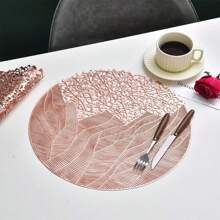 Round Vinyl Placemat,3/1 Set Of Gold Leaf Placemat,3/1 Indoor-Outdoor Hollow Metal Plate Non-Slip Suitable For Dinner, Party, Wedding Decoration Center Decoration Gifts Birthday Graduation Birthday Decorations Party Decorations Bachelorette