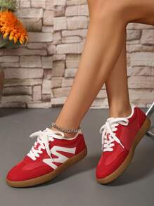 Fall/Winter Women's Breathable Red Casual Shoes, Student Style, New Spring/Summer Soft Fabric Soft Sole Versatile Sneakers - Red - View 6