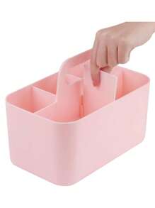 1个带提手的塑料收纳篮，可收纳便携式遥控器、化妆品、铅笔盒和文具，5格工具收纳盒，返校必备，详细尺寸信息请参考产品图片 - 彩色 - 查看 2