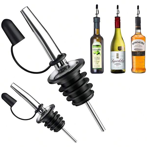 6pcs/Set Wine Spouts, Bottle Pourers, Wine Bottle Decanter, Olive Oil Dispenser, Dust Cap Wine Pourer, Quick Liquor Pourer For Bar