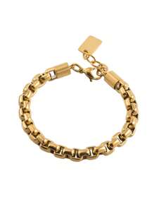 1pc Fashionable Stainless Steel 18K Gold Plated 8mm Thick Square Cross Chain Bracelet, Classy For Men, Party/Gift - Style 1 - View 8