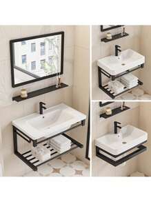 Modern Minimalist Ceramic Washbasin Furniture With Mirror