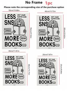 1pc Hand Drawing Encourages Reading Ink Painting Quotes-Printing Canvas -Posters-Wall Arts- Frameless Canvas Paintings - Bedroom, Home Office, Kitchen, Bathroom - Indoor/Outdoor Hanging Pictures Ideal Gift For Wall Decoration, Room Decoration Paintings