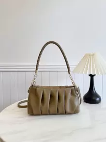 Bolso vintage, bolso de invierno, bolso de hombro de piel de PU con pliegues de moda, bolso de mano de mujer, bolso cruzado, adecuado para chicas, estudiantes, trabajadores de cuello blanco, ir al trabajo, combinación diaria, ocio, compras, viajes, regalos.