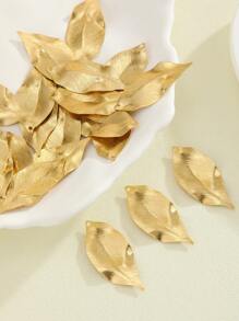 21pcs Fashionable High-End Textured Leaf Single Hole Earring Findings - Brass - View 2