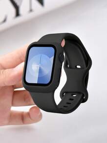 St.siabe Incluye 3 en 1: brazalete, funda y película para mujeres y hombres. Correa de reloj de silicona monocromática de moda para deportes, compatible con Apple Watch de 38 mm, 40 mm, 41 mm, 45 mm, 44 mm, 42 mm, 49 mm, suave, cómoda y transpirable, accesorios de pulsera para Apple Watch Ultra Series 9/SE/8/7/6/5/4/3/2/1