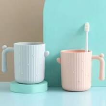 1pc Cactus Shaped Plastic Mouthwash Cup, Cute Toothbrush Holder With Handle, Ideal For Couples&Dorms, Durable&Easy To Clean, Perfect For Bathroom Essentials Storage, Bathroom Accessories Back To School