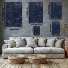 Lignes ondulées sombres et blanches. Grande peinture murale encadrée en bois, décoration d'intérieur, peinture à l'huile - Chambre, salle de bain, salon, bureau, cuisine, cadeaux de Noël - 1 pièce