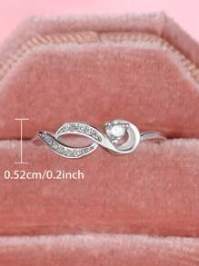 925 纯银简约扭曲锆石女士戒指，非常适合日常佩戴和生日礼物 - 銀色 - 查看 5