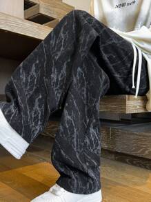 Quần ống đứng thường ngày bằng vải nhung kẻ ngụy trang có dây rút dành cho nam, đa năng cho mùa xuân và mùa hè, mùa thu đông - màu đen - Xem 2