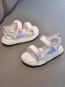 女童凉鞋，2025新款夏季时尚软底防滑露趾鞋，儿童运动沙滩鞋 - 紫色 - 查看 1