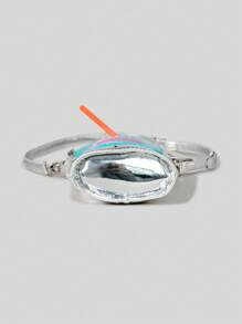 可爱亮片单肩手机包马克杯形女士斜挎包樱桃字母印花银色手提包 - 銀色 - 查看 5