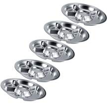 Lot de 5 plateaux de service ronds en acier inoxydable 304 épais à 5 sections pour enfants