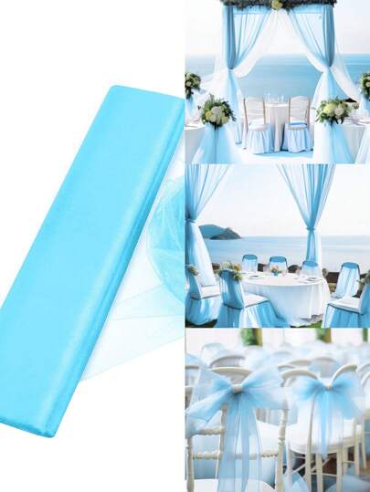 1 rulle transparent organza tyll, bröllopsdekor, schweizisk voile-tyg för bröllopsstolsdekoration, bröllopstillbehör, gör-det-själv-sömnad tyll för bröllopsdekor, bröllopsfesttillbehör, tyg, brudduschdekor