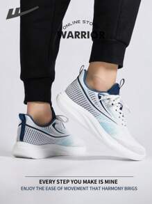 Warrior Fashionable Retro Men's Sports Shoes Spring And SummerLightweightComfortableBreathableRunning ShoesModest Style Casual Yet SleeksneakersApplicable Throughout The Yearwear-ResistingAll-Day WearTraining Sneakers Soft Sole Little White Shoes - White/Mist Blue - View 2