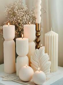 Striped Cylinder Silicone Candle Molds - DIY Handmade Geometric Spire Aromatherapy Candles For Home & Table Decor Gifts Birthday Graduation