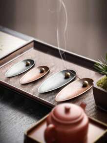 1 pièce Set support à encens minimaliste en métal couleur argent/bronze mat, plateau à encens en alliage de zinc + support à bâtons d'encens en perles de cuivre, convient pour des bâtons d'encens jusqu'à 21 cm, adapté pour la salle de thé, la cuisine, la décoration de la maison - Multicolore - Voir 2