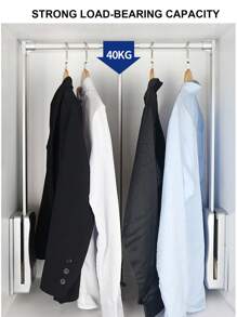 Barra de armario de fácil bajada - Barra de armario montada lateralmente ajustable para colgar ropa, fácil de tomar y guardar la ropa, ancho ajustable: 55 cm ~ 70 cm