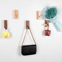 1pc Brass & Wooden Wall Mounted Hook, Country Style Sturdy Bathrobe/Coat Hook, Heavy Duty Hook Rack For Bathroom Towel, Clothes, Hat (Beech Wood Or Black Walnut)