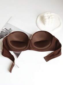 Women's Backless Push Up Bra, Strapless Bra - Suitable For Wedding Dresses, Gowns, Summer Off Shoulder Wear, Non-Removable Lining, Nylon And Elastane Blend - Brown - View 6
