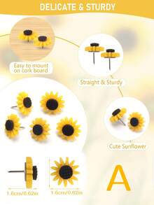 20pcs/Box Mixed Color Flower Shaped Thumbtacks, Soft Cork Wall Decor Pins