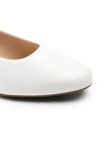 Women's Wide Fit Low Chunky Heel Pump Elegant Solid Color Shoes - trắng - Xem 6