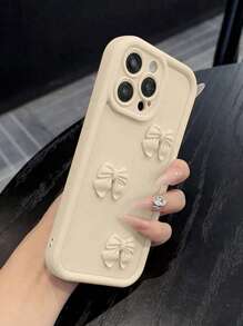 米色竹製手機殼附可愛蝴蝶配件，相容 iPhone 18 Pro/18 Pro Max/17/16 Pro Max/16 Pro/16/16 Plus/15 Pro Max/15 Pro/15/15 Plus/14 Pro Max/14 Pro/14/14 Plus/13 Pro Max/13/13 Pro/12/11/XR/SE 2022 - 米色 - 查看 2