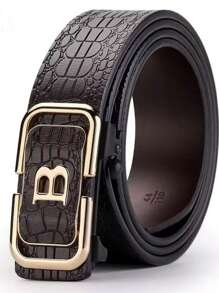 1 条新款鳄鱼纹男士皮带，无扣自动扣，商务休闲百搭裤带，适合青少年、夏季休闲、户外、运动、度假、旅行、毕业礼物、生日、日常穿着 - 彩色 - 查看 4